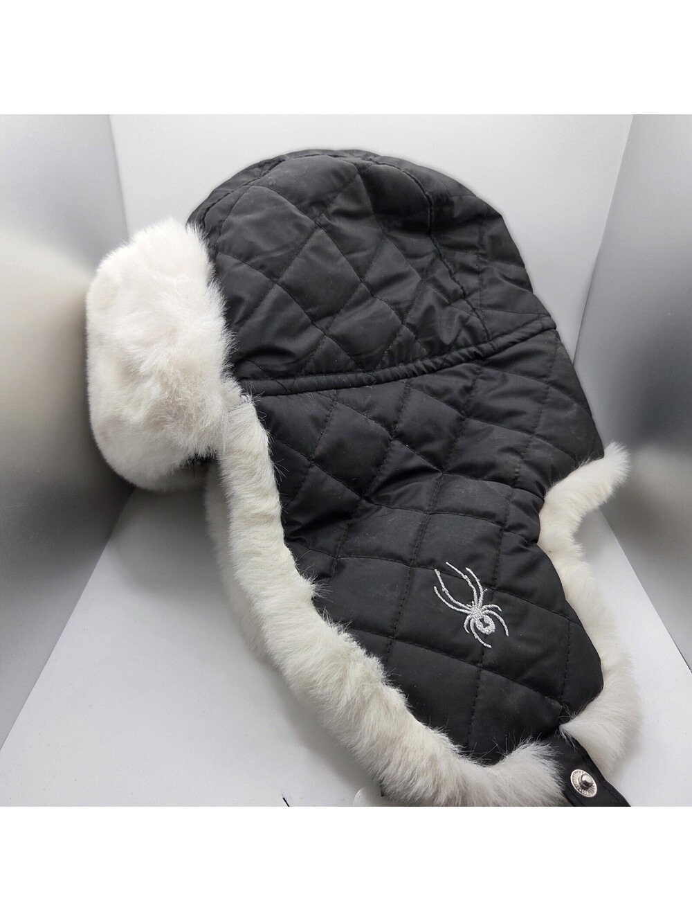 Spyder Quilted Trapper Hat Faux Fur Lined Y2K